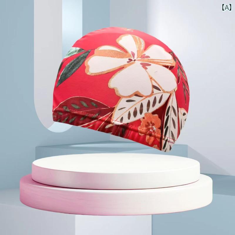 スイムキャップ 女性用高 弾性 布 スイミング キャップ 大人 ファッション プリント メンズ レディースの 大きめ サイズ 快適 温泉