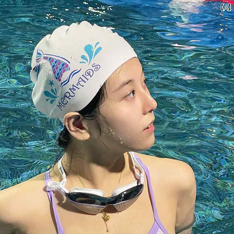 スイムキャップ マーメイド プロ 仕様の 水泳 帽 レディース 長い 髪 拡大 高価な 防水 シリコンの 大きい 頭囲 頭の 締め付け 感が なく 高 弾性の 耳の 保護