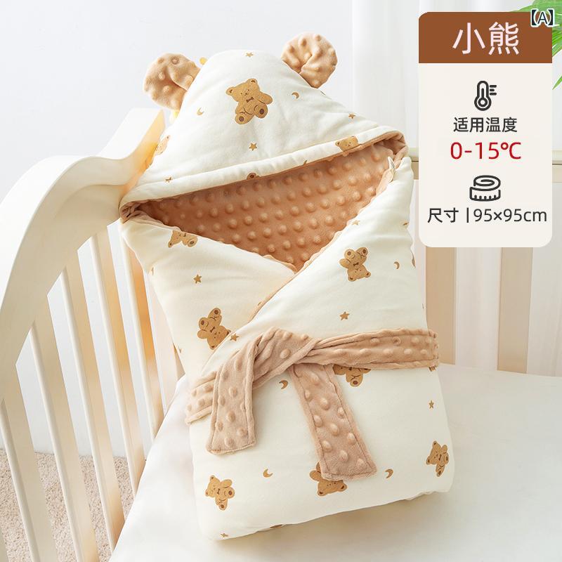 ベビーブランケット 秋冬生児用 ベビーブランケット 外出用の 厚手 綿 新生児の 分娩 室用おくるみ オ..