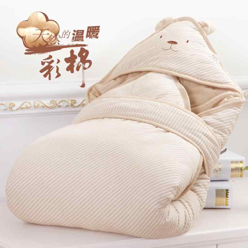 ベビーブランケット 取り外し 可能 ベビーブランケット 綿 カラーコットン 春秋冬生児用 ブランケットの 拡大 厚手
