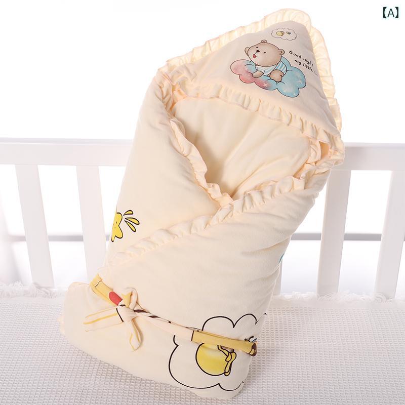 ベビーブランケット 新生児用おくるみ ブランケット 春秋用中 厚手 取り外し 可能 キルト 秋冬用 暖かい