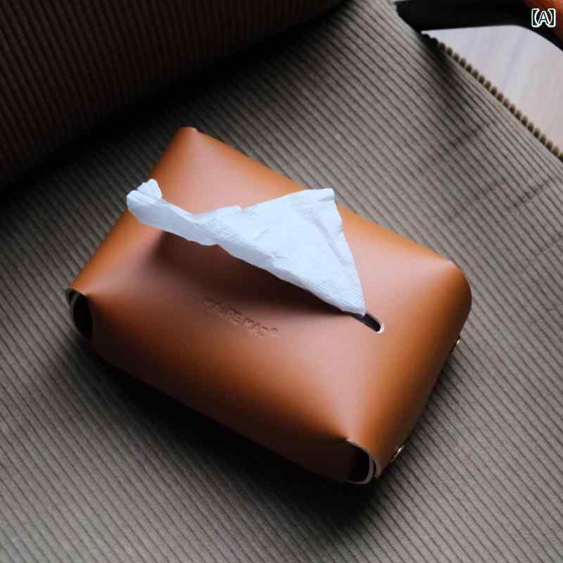 ティッシュボックス MARE 軽量 高級 レザー ティッシュ ボックス デスク トップ リビング ルーム ナプ..