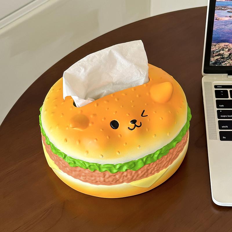 ティッシュボックス 2025年 かわいい 子犬 ハンバーガー ティッシュ ボックス ホーム リビング ダイニ..