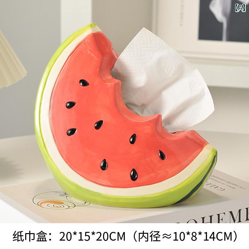 ティッシュボックス 夏の スイカの 創造的な ティッシュ ボックス リビング ルーム 2025 紙 箱 収納 高..