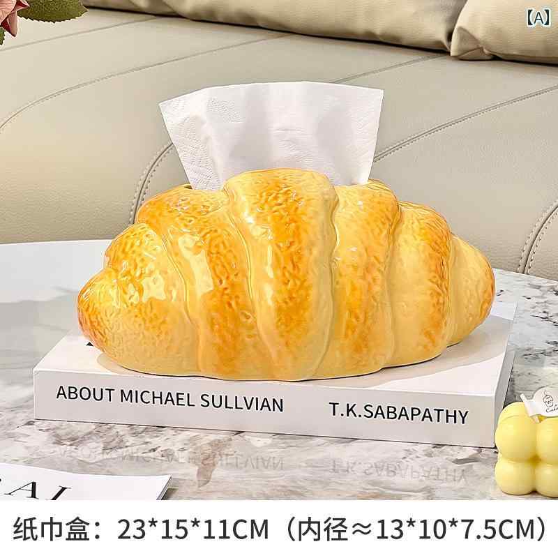 ティッシュボックス かわいい クロワッサン 紙 箱 家庭用 リビング ルーム コーヒー テーブル デスク ..