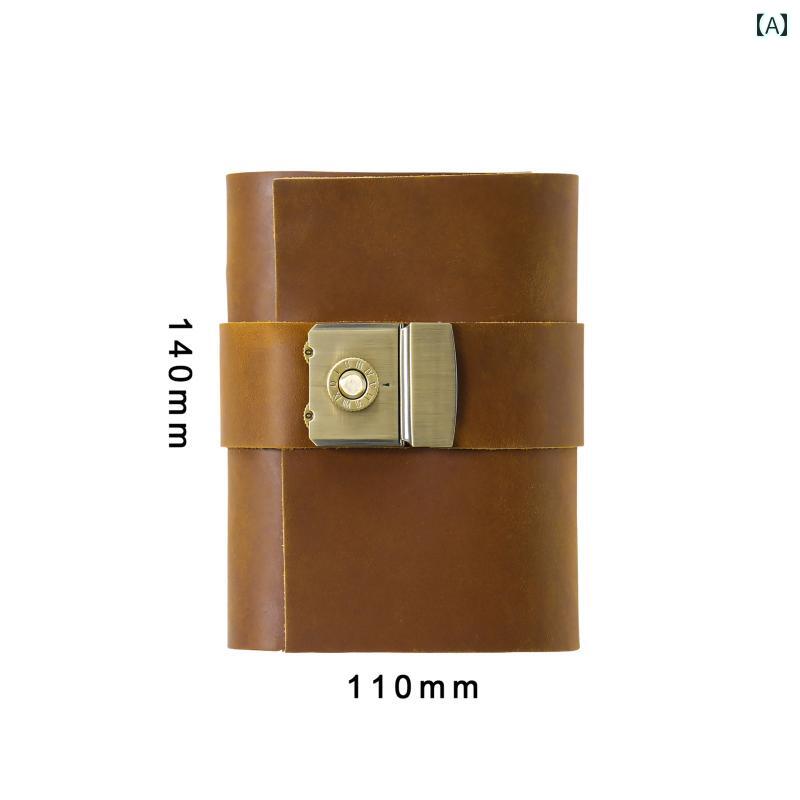 レザー革 の第一層 牛革 A 7 パスワード ロック 絵画 帳 レトロ 日記 リーフ ハンドブック ノート