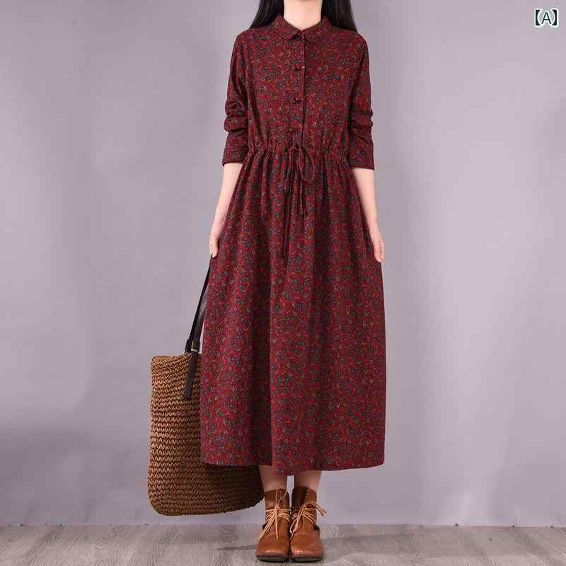 ストレートリネンスカート 綿 リネンの ドレス 春秋 スタイル ゆったり スリム ボトムの タイ ウエスト..