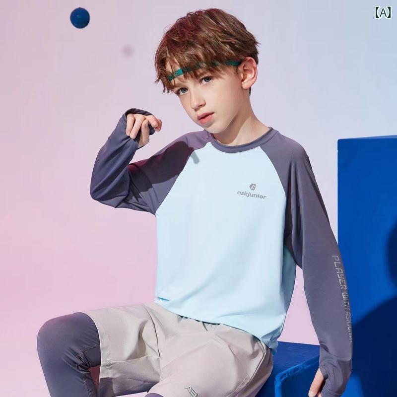 子供服 男の子 子供用 速乾 服 スポーツ 春夏 男の子高 伸縮性 レイヤリング シャツ 長袖 Tシャツ ラン..