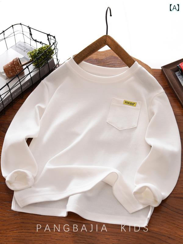 子供服 男の子 男の子 春秋 長袖 Tシャツ 中と 大の 子供用 2025 パッチポケットの カジュアル ラウン..