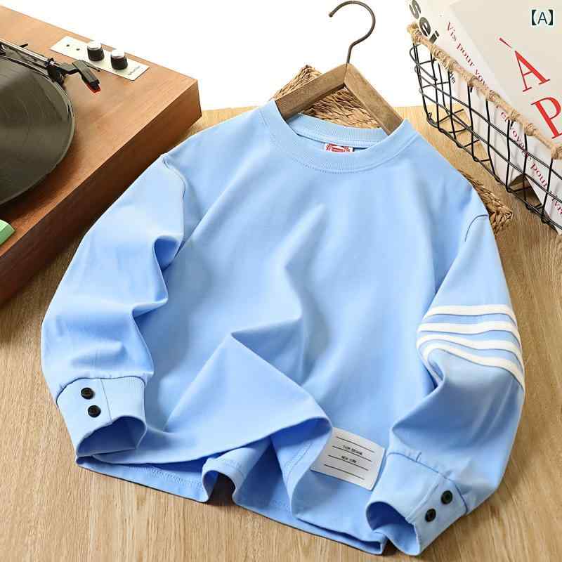子供服 男の子 男の子 長袖 Tシャツ コットン 春秋 子供の スポーツ 韓国 カジュアル ステッチ レイヤ..