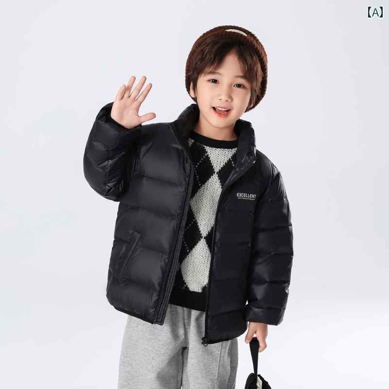 子供用 ダウンジャケット 子供用 ダウン ジャケット 2025 秋冬 男の子 女の子 ベビー スタンドカラー 裏地 3 段階 調節 軽くて 薄手 子供服(4)
