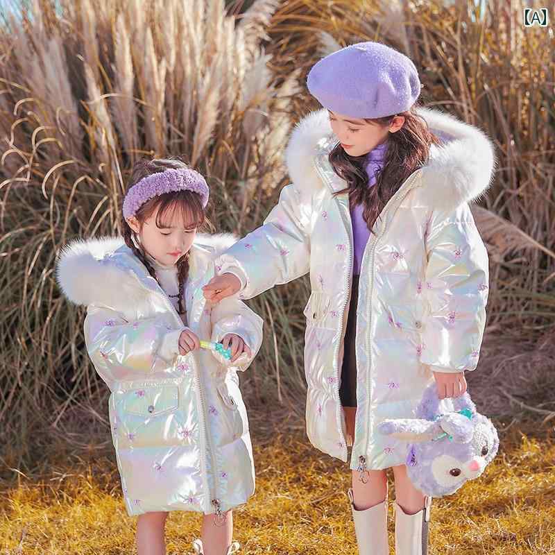 楽天LAONsChoice子供用 ダウンジャケット 女の子 ダウン ジャケット 子供用 ミドル 丈新 スタイル 2024 ウサギの 厚手 コート ビッグ 子供 冬