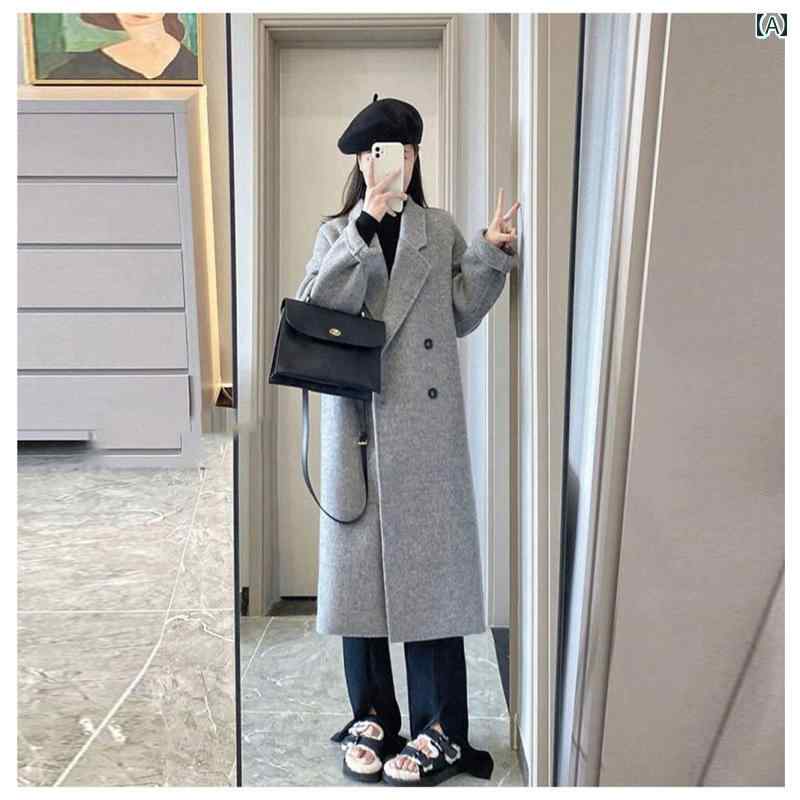 レディース コート 秋冬 2024秋冬 ウール コート スタイリッシュな 高級 韓国 膝上 丈 ミドル ダブルフェイス レディース