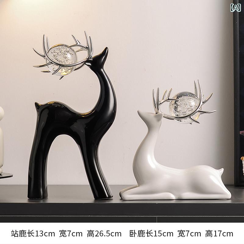 装飾品 飾り クリスタル ボール セラミック 鹿の 装飾品 ライト 高級 リビング ルーム テレビキャビネット ワイン キャビネット ホームデコレーション ハイエンド アート 家具(3)