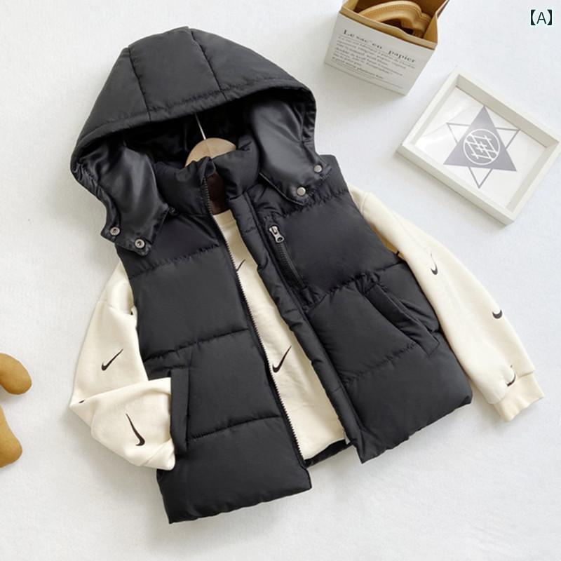 子供用 ダウンベスト 韓国 秋冬 子供用 ダウン コットンベスト 男の子と 女の子用 ウエスト コート ベ..