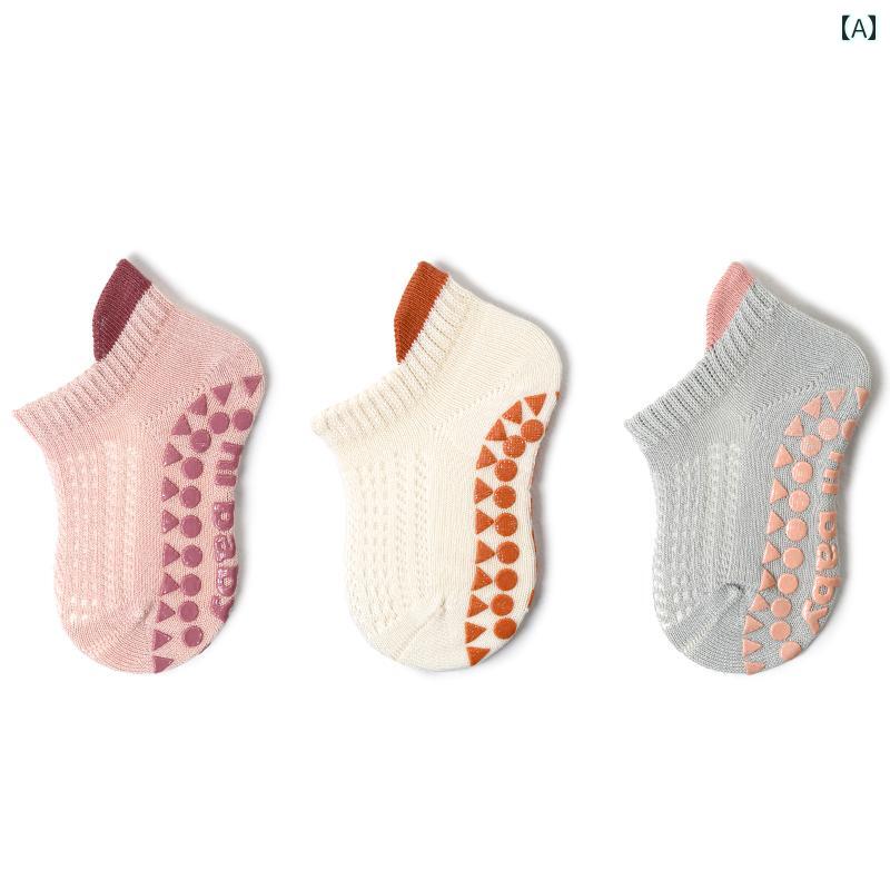 ソックス 子供用 ベビー サマー ソックス 薄手 コットン 通気性 メッシュ ショート 男の子と 女の子 底 滑り止め ボート