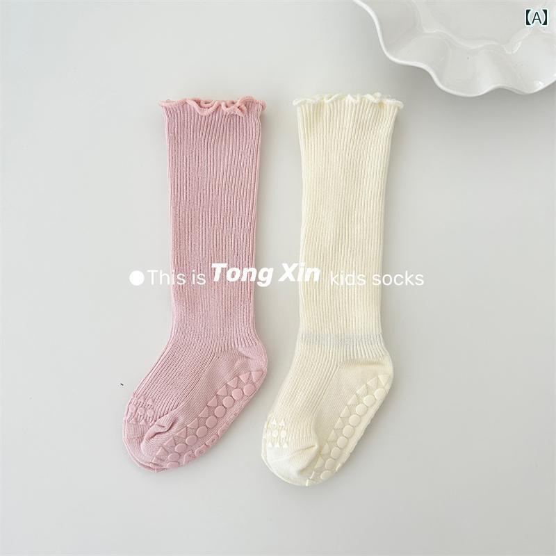 ソックス 子供用 ベビー ミドル 丈 ソックス 秋冬用 綿 ゆったり 滑り止め 室内用 幼児用 春秋用 ハイ