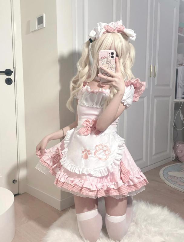 メイド服 コス メイド 服 コス かわいい 柔らかい 女の子猫 二 次元 ロリータ コスプレ 衣装 ドレス