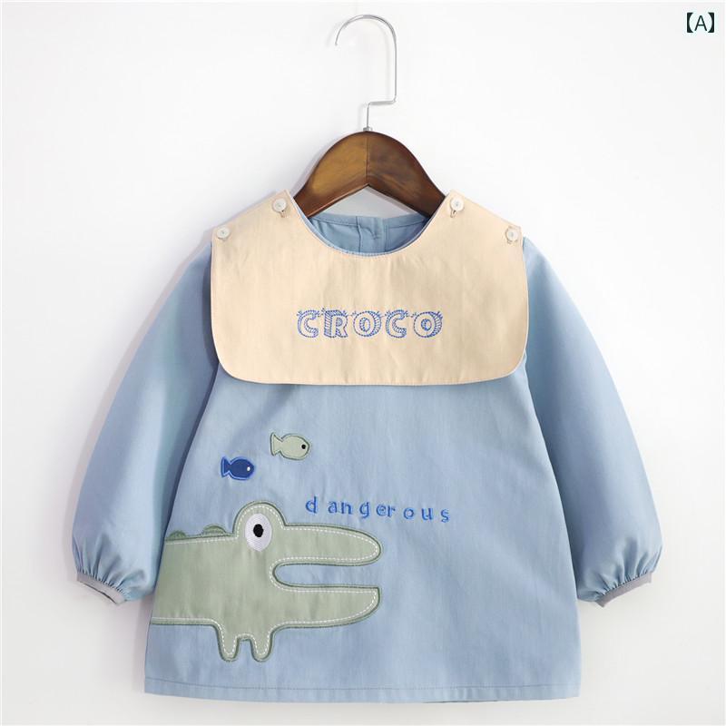 よだれかけ ベビー オーバー オール 綿 ダイニング ビブ エプロン 春秋冬 男の子 女の子 子供用 防水 ..