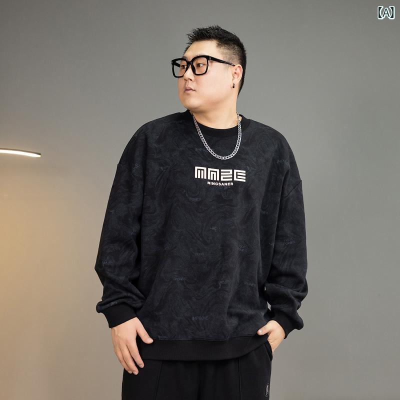 大きいサイズ メンズ ダーク パターン 迷彩 スウェットシャツ メンズ 秋冬 スタイル 大きめ サイズ ラ..