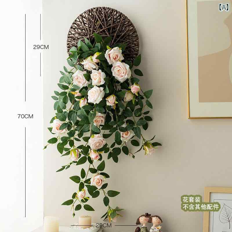 装飾品 インテリア シミュレーション ローズ フェイクフラワー つる テレビ 背景 壁掛け 装飾 ハイエンドな 玄関 ドアの センスが 醜い 植物 ペンダントを 隠す