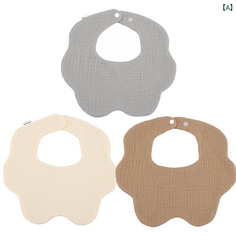 赤ちゃん用 食事用 よだれかけ 綿 100 %の よだれかけ 無地 花びら 模様の ベビー ガーゼ モランディの 子供用 嘔吐 防止 米 袋 秋冬用