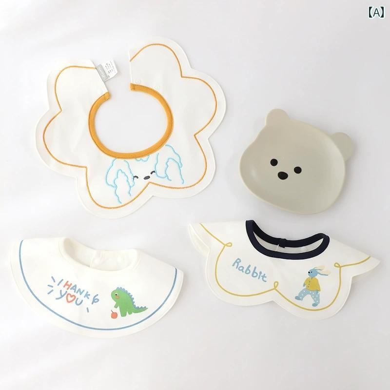 赤ちゃん用 食事用 よだれかけ ベビービブ タイプ A 防水 ビブ コーマ コットン 調節可能 回転 式 新生児用 赤ちゃんの ミルクの 吐き出し 防止