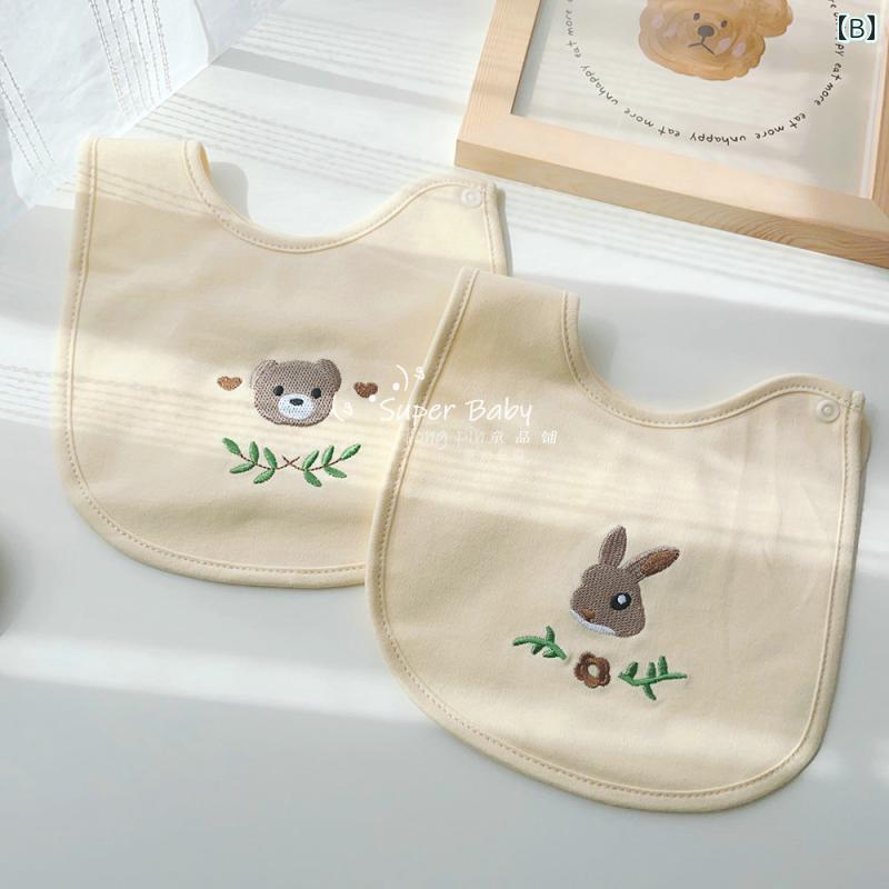 赤ちゃん用 食事用 よだれかけ ベビー コットン ビブ 防水 男の子と 女の子 パン 2 パック