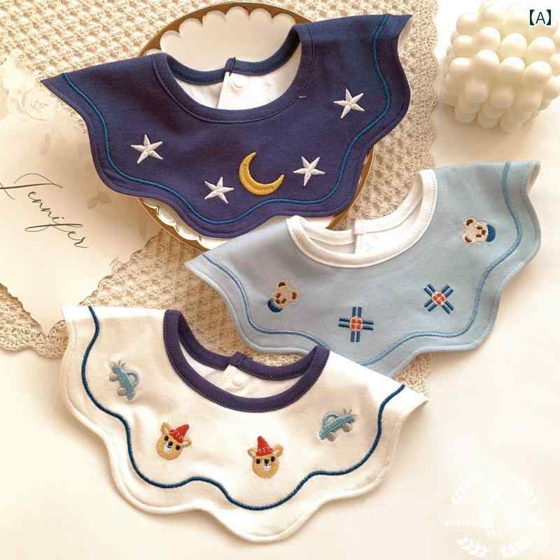 赤ちゃん用 食事用 よだれかけ 韓国 ベビービブ 防水 食事用 ビブ ベビー コットン 360度 回転で 吐き..