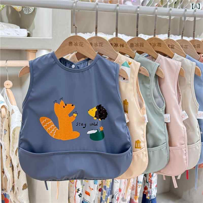 赤ちゃん用 食事用 よだれかけ 防水 よだれかけ ノースリーブ 子供用 オーバー オール 幼稚園 アンチ ..