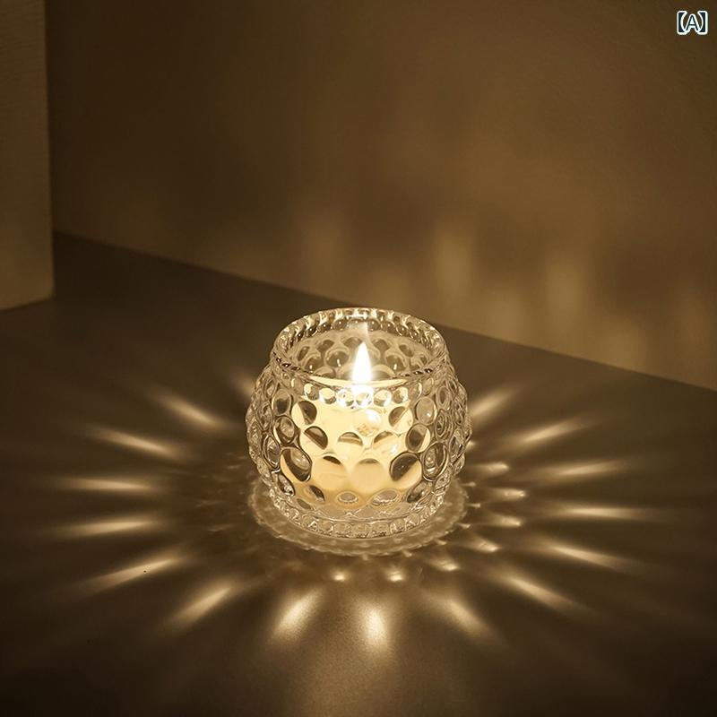 キャンドルライト ギア ドット ガラス キャンドル カップ ロマンチックな 光と 影の 雰囲気 小道具 キャンドルホルダー ホテル ダイニング テーブル バー テーブルの 装飾