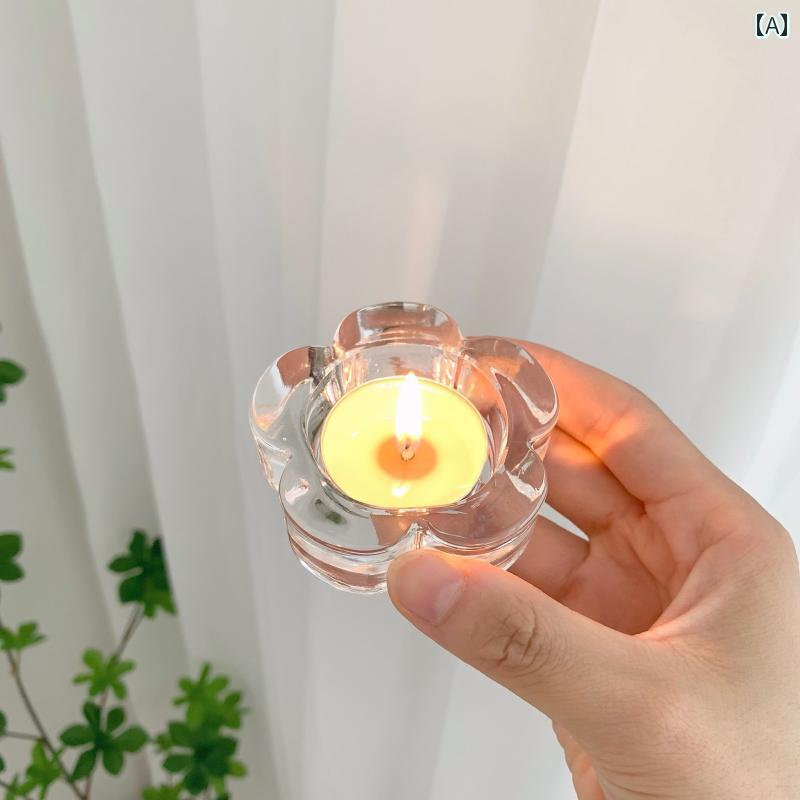 キャンドルライト Ins 小さい 梅の花の ガラスの 燭台 シンプル 透明な ロマンチックな キャンドル ラ..