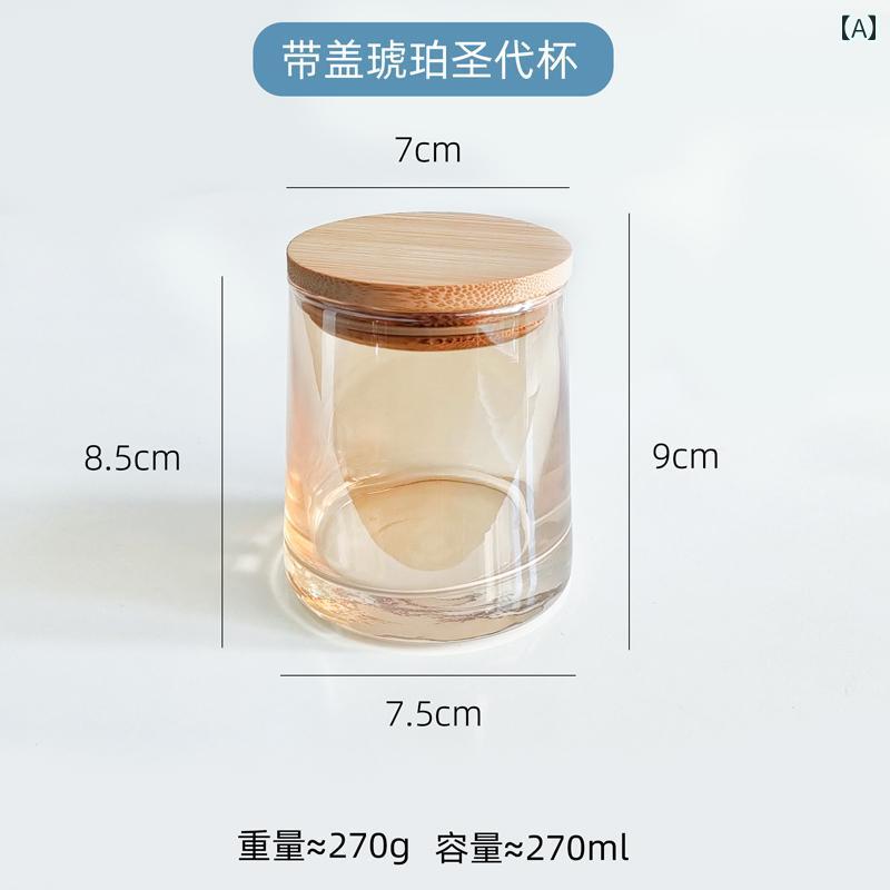 キャンドルライト Mu Yihan 香り 付き キャンドル ボトル 木製 カバー 透明 サンデー カップ DIY キャンドルスティック アンバー カラフル アッシュ