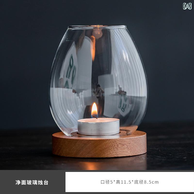 キャンドルライト ガラスの 燭台の 装飾品 ハイエンド シンプル 防風 カバー 中国 レトロ 禅の 小さい ..