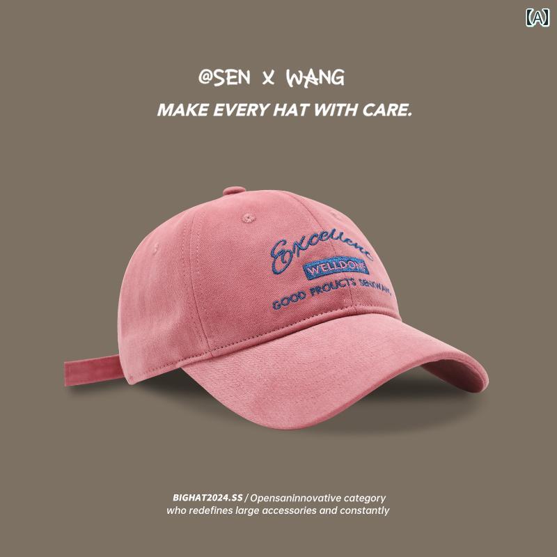 キャップ レディース カジュアル アメリカン ワイド ブリム 文字 刺繍 野球帽 メンズ レディース 同じ スタイル 秋冬 美 白 顔を 見せる ソフト トップの 小さい 帽子