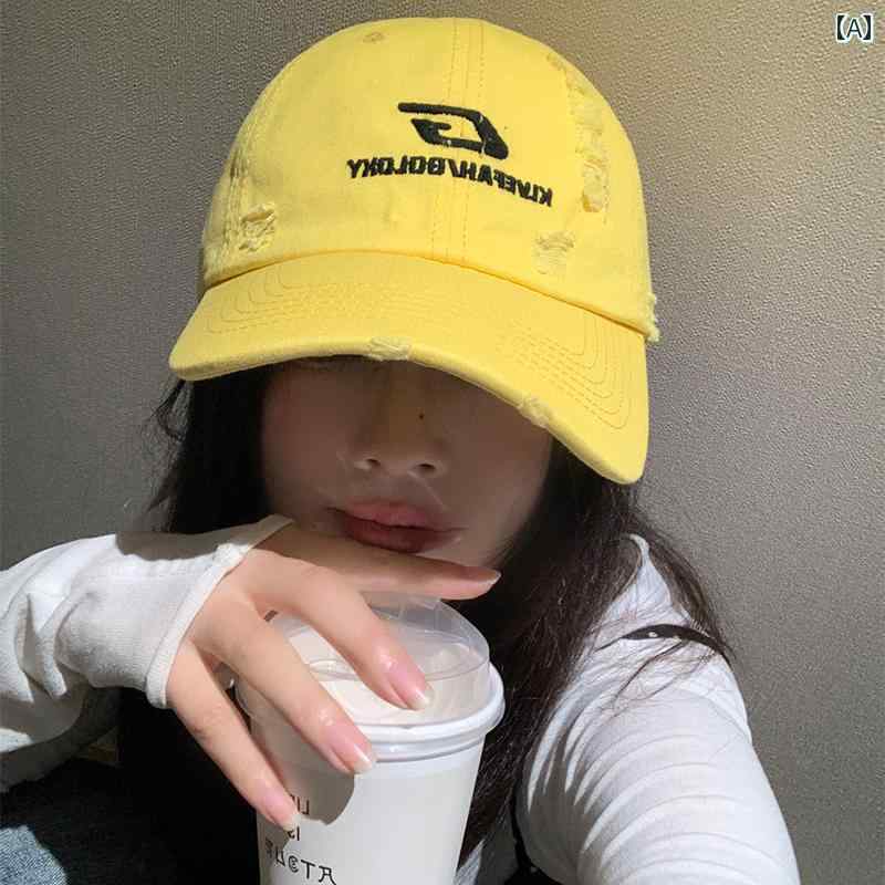 キャップ レディース カジュアル アメリカ ヒップ ホップ 刺繍 穴 野球帽 女性 夏 2024 小顔見せ つば ..