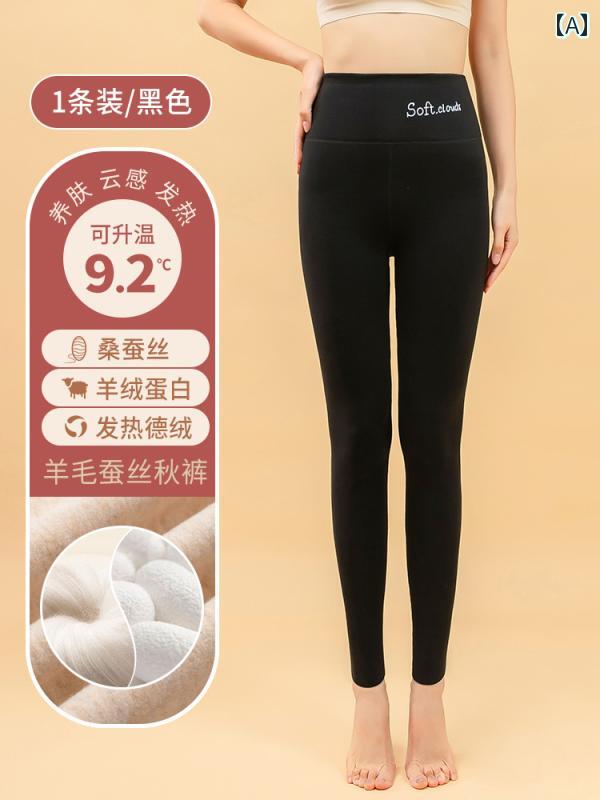 厚手 レギンス ドイツ製 ベルベットの 秋用 パンツ レディース 冬用 薄手 ハイウエスト 大きいサイズ 裏起毛の 暖かい 暖房 シルクウール ボトムライン