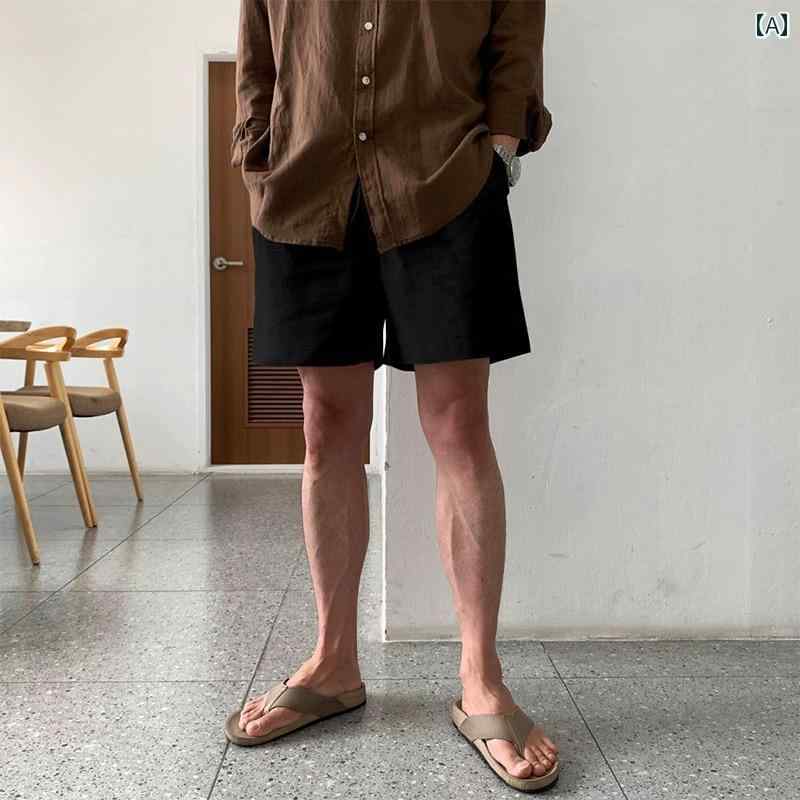 ショートパンツ メンズ リネン ショート パンツ メンズ 夏 薄手 カジュアル 韓国 スタイル コットンと ..