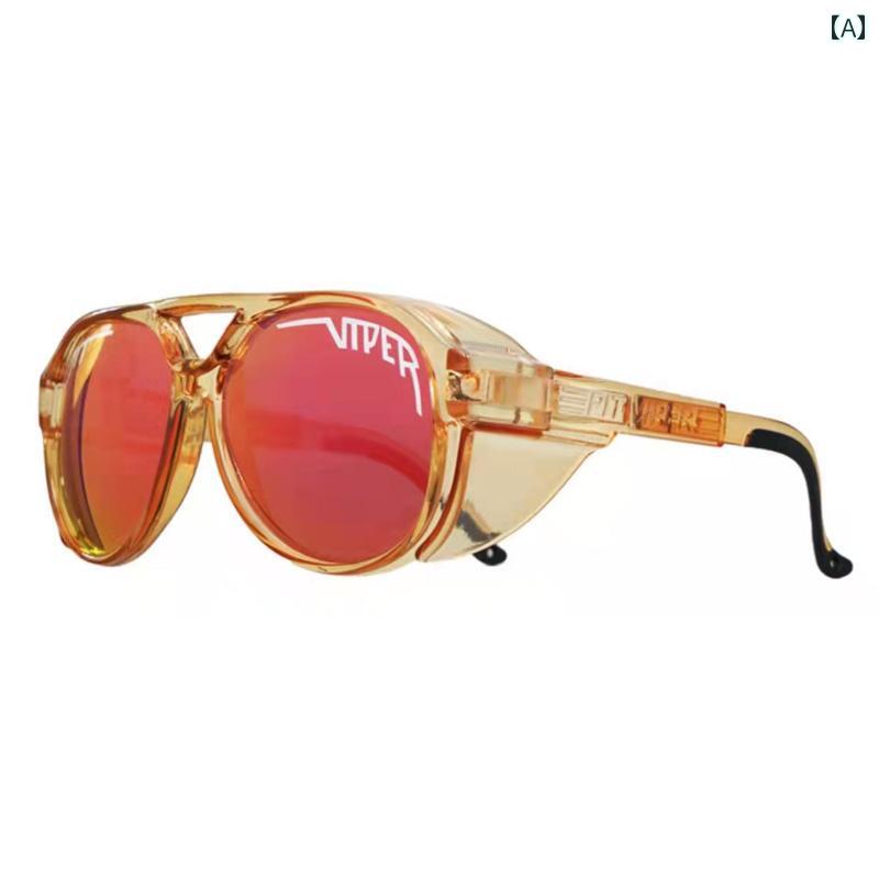 ファッション サングラス パイロット ラージ フレーム フロント ガラス レトロ ラウンド サイクリング 偏光 サングラス パンク ユニセックス