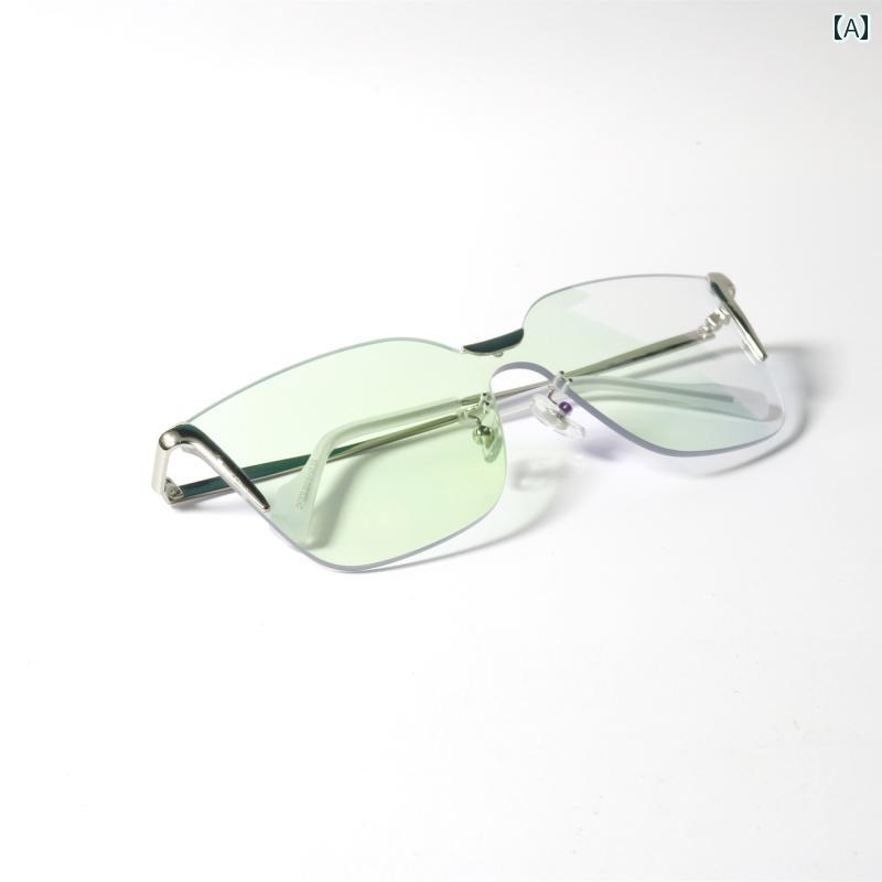 ファッション サングラス フレームレス ワンピース ライト カラー サングラス UV 400 紫外線対策 グラデーション(4)