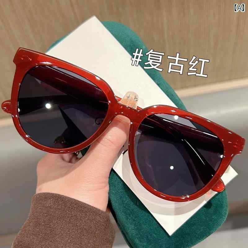ファッション サングラス 韓国 赤い サングラス 2024 レディース 近視 スタイルドラッグ シスター フェイス 小さい 抗 UV レトロ