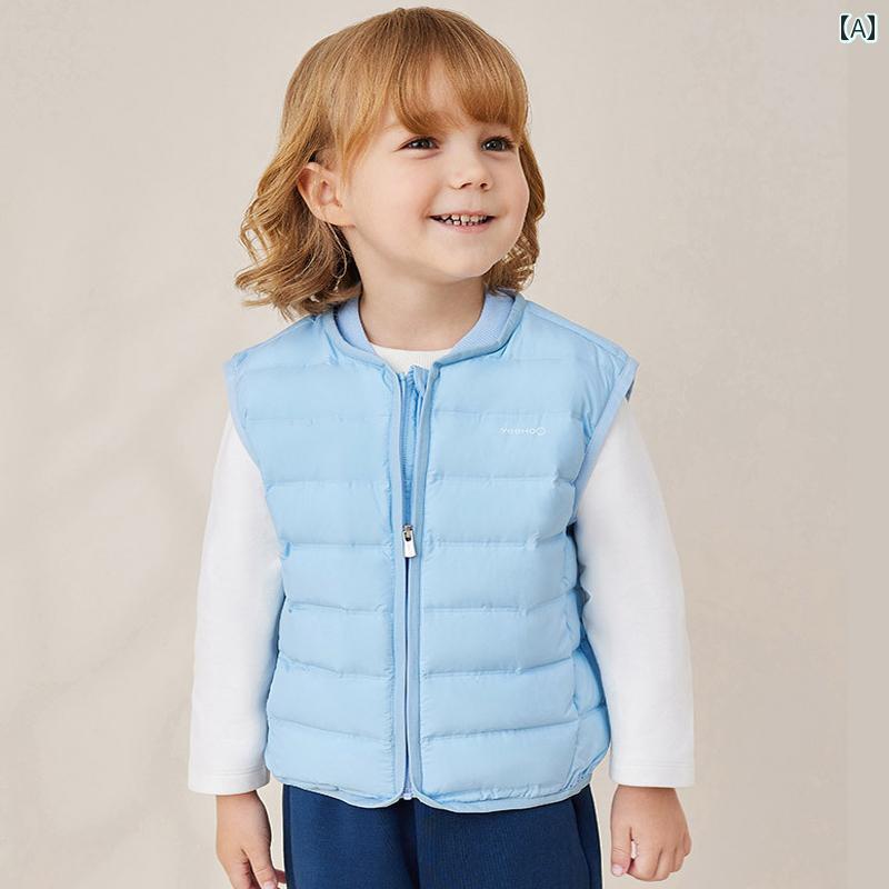 子供ダウンベスト Yingshi 子供服 子供用 ライト ダウン ジャケット 男の子 ベスト 22 秋冬 女の子 ベ..