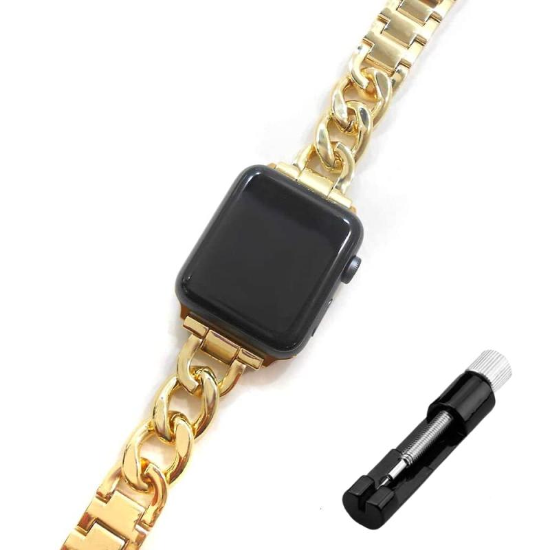 [YGGSTORE] 互換品 チェーン バンド ツヤあり シャイニー Apple Watch 40mm 41mm 42mm 44mm 45mm 46mm 49mmベルト交換 互換(2.0)