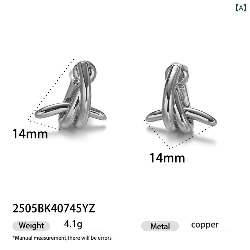 Cubic Zirconia - イヤリング 女性用 シンプル 通勤 オフィス 万能 合わせやすい 不規則 アシンメトリー デザイン 金属 高級感 色褪せない 耐久性 個性派 ユニーク 軽量 スタイリッシュ
