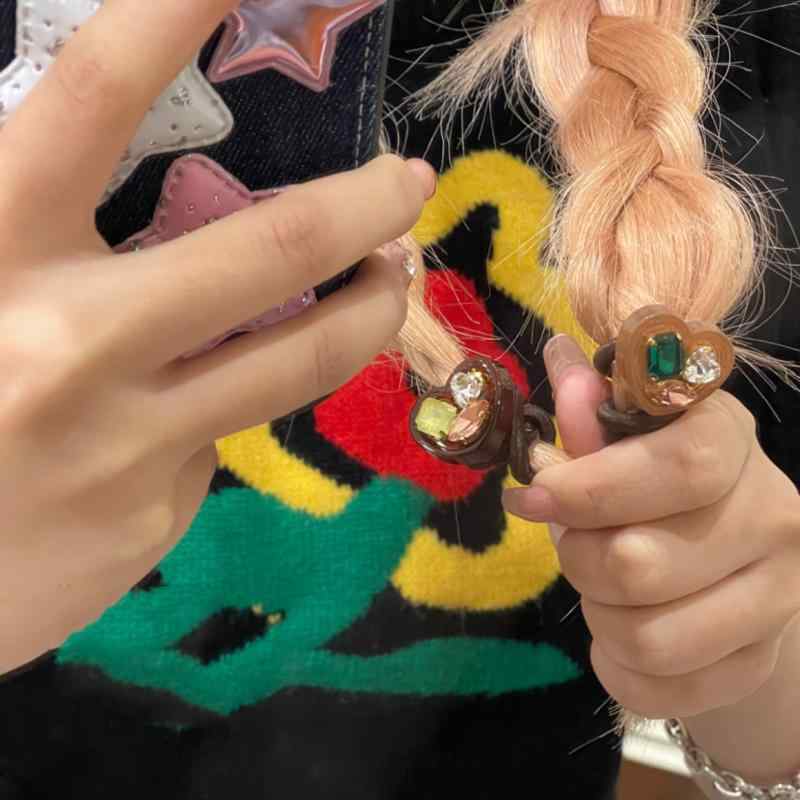 ヘアゴム かわいい ハート型 ラインストーン カラフル ポニーテール用 伸縮性 ゴムバンド アクセサリー 髪飾り 日常使い 輝く