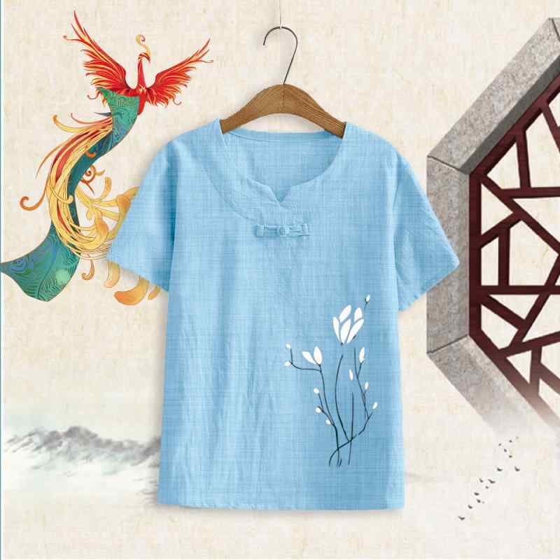 Rakuten - レディース 中年向け ゆったり 半袖 Tシャツ 夏用 純綿 綿麻 スリムシルエット 大きめサイズ 吸湿速乾 軽量 カジュアル トップス 日常使い リラックスウェア