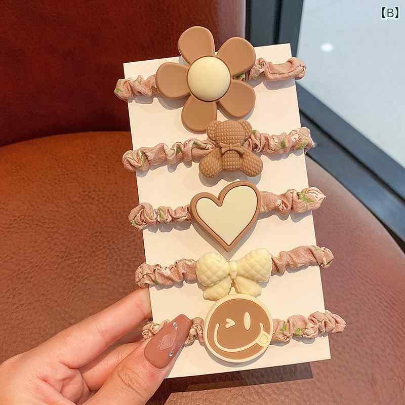 ヘアゴム キッズ 女の子用 かわいい 花モチーフ ブラウン系 ベビー ヘアアクセサリ...
