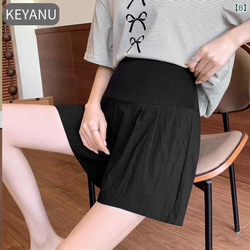 マタニティパンツ 妊婦用 夏用 薄手 ショートタイプ ワイドレッグ 締め付けなし 伸...