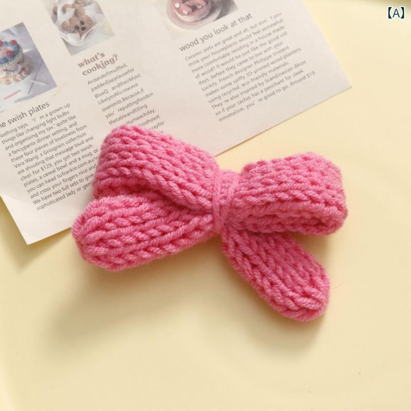 Clothing Accessories (Caps, Ties, Belts) - 秋冬 レディース 編み込み 蝶結び イヤリング ヘアクリップ 帽子アクセサリー 綿糸 材料 高級感 単色 柔らか素材 DIY対応 手作りキット アクセサリーパーツ 女性向け 秋冬コーデ
