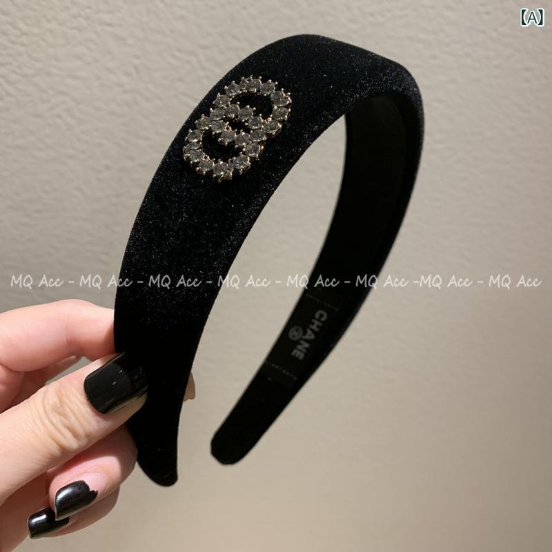 女性用 レトロ ベルベット ヘアバンド 幅広 クッション ヘッドアクセサリー 秋冬 ...